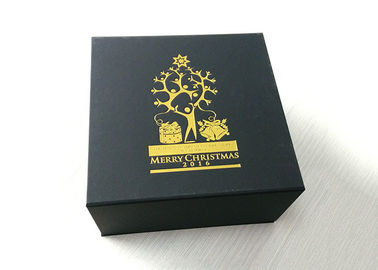 Chiny Niestandardowe złoto tłoczenia Logo Obecne pudełko, Boże Narodzenie czarny składane pudełko kartonowe fabryka