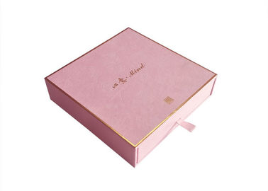 Opakowanie kosmetyczne Przesuwne pudło papierowe Różowe teksturowane papierowe logo złotej folii Trwałe