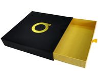 Czarne papierowe pudła na prezenty szufladowe Folia złote tłoczone na logo dostawca