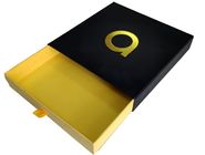 Czarne papierowe pudła na prezenty szufladowe Folia złote tłoczone na logo dostawca